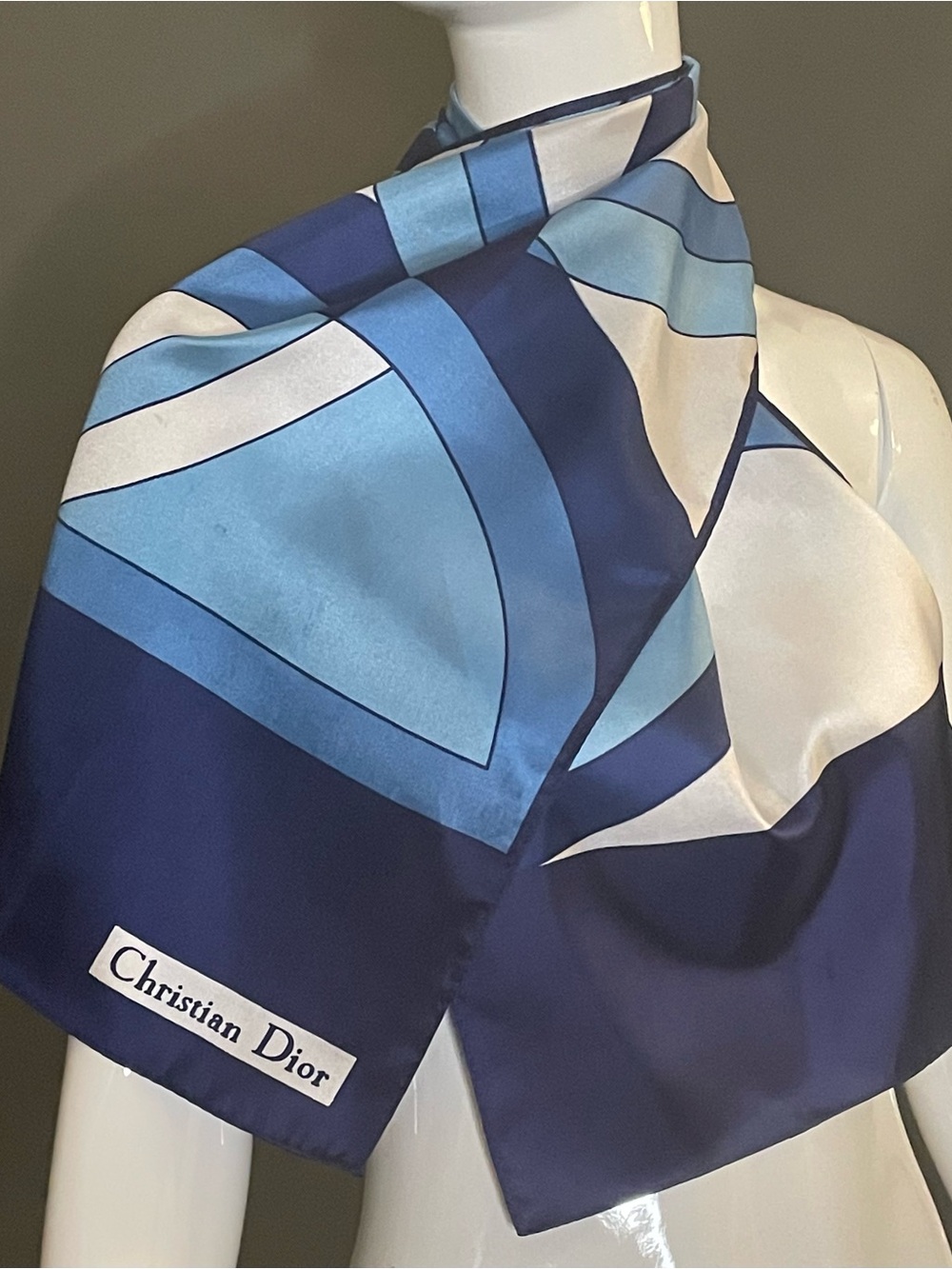 Gorg Blues Christian Dior Silk Scarf 14 x 44 Very Good Condition
